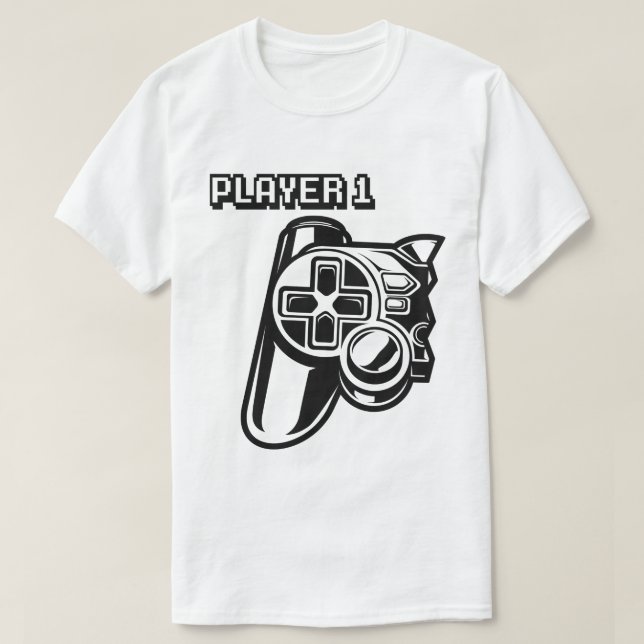 T-shirt Player 1 Player 2 Gamer Couple (Design devant)