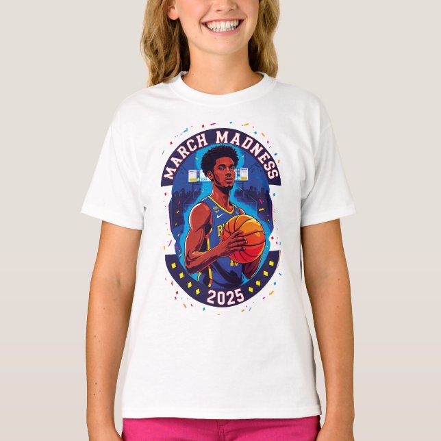 T-shirt Playera de niñas Locura de Marzo Baloncesto (Devant)