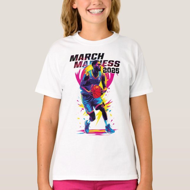 T-shirt Playera de niñas Locura de Marzo Baloncesto (Devant)