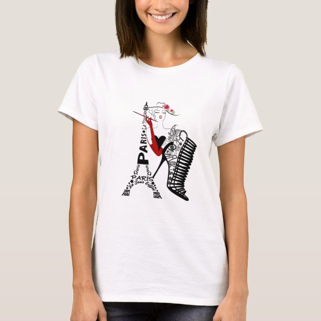 T-shirt Playera de parís chic con mujer (Devant)