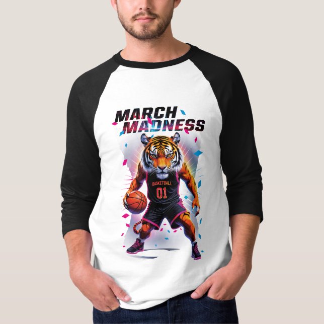 T-shirt Playera manga 3/4 Locura de Marzo Baloncesto tiger (Devant)