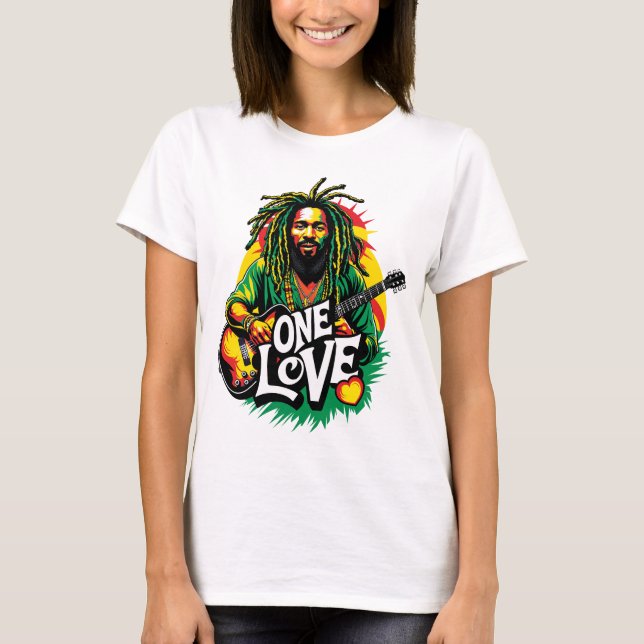 T-shirt Playera One Love el Rey del Reggae (Devant)