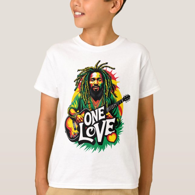 T-shirt Playera  One Love el Rey del Reggae (Devant)