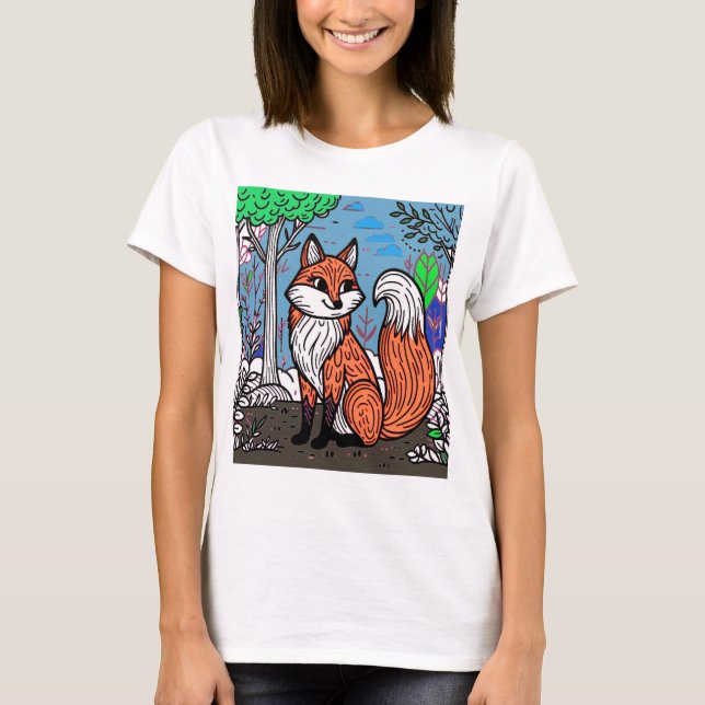 T-shirt "Playful Fox in the Forest" (Devant)