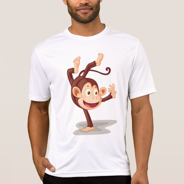 T-shirt Playful Monkey Doing a Handstand Cute Animal (Devant)