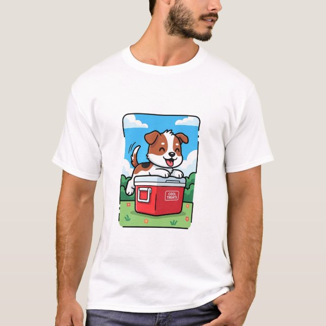 T-shirt Playful Puppy on Red Cooler (Devant)