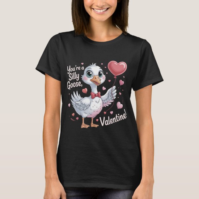 T-shirt Playful Silly Goose Valentine's Day Shirt - Cute H (Devant)