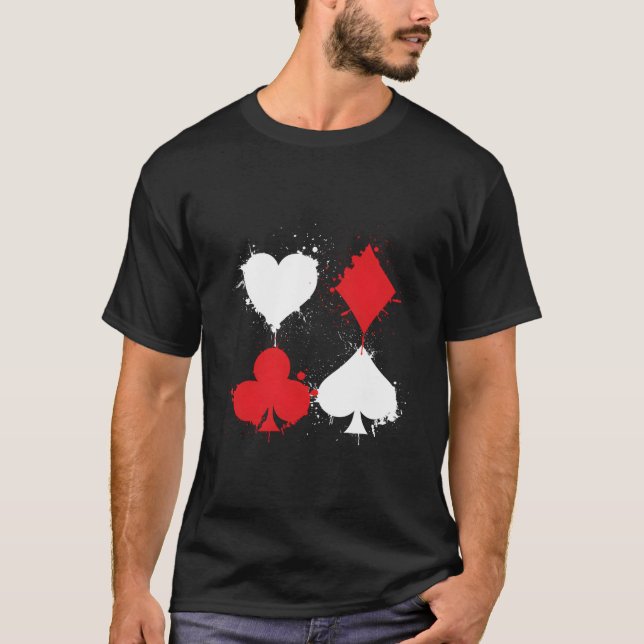 T-shirt Playing Cards Poker He Spade Diamond Club Casino (Devant)