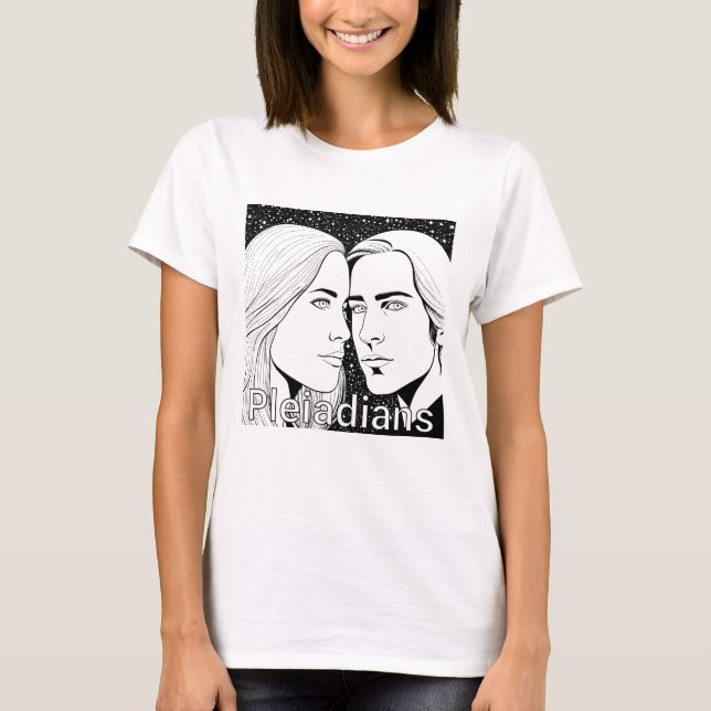 T-shirt Pleiadiens Grand Extraterrestres Femme et Homme (Devant)