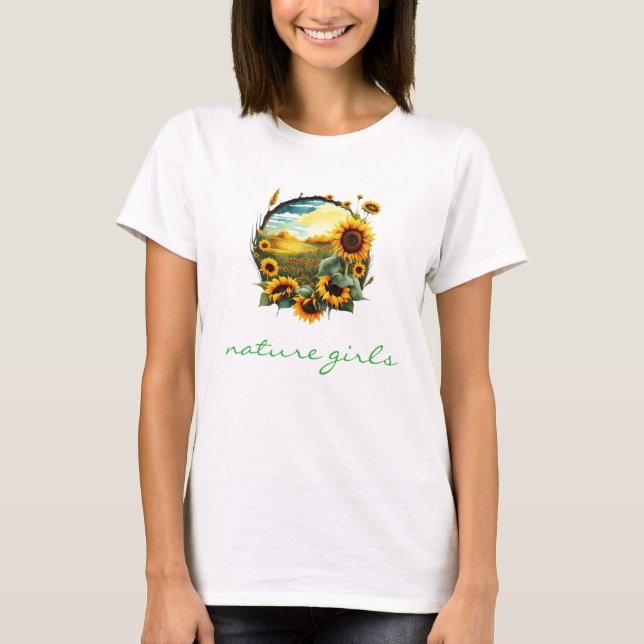 t-shirt plein de fleurs de tournesol (Devant)