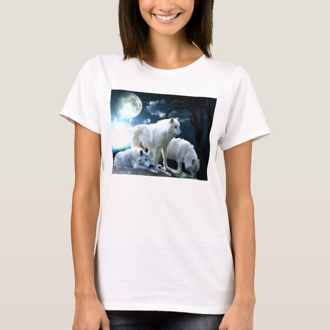 T-shirt Pleine chemise de Long-Douille de lune de loup (Devant)