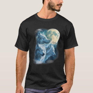 T-shirt Pleine Lune 3 Loup Blanc Loups Belle Animale Glacé