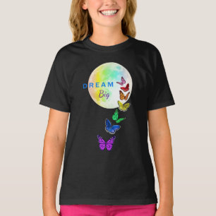T-shirt Pleine lune arc-en-ciel et papillons Dream Big