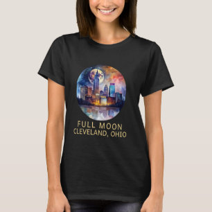 T-shirt Pleine lune Cleveland Skyline, Lune sur Cleveland