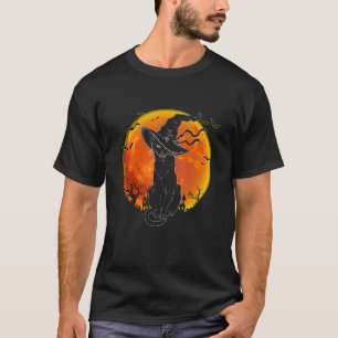 T-shirt Pleine lune de sorcière de chat noir Vintage Hallo