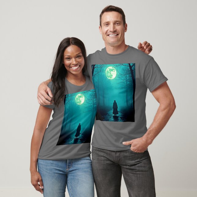 T-shirt Pleine lune éffrayante Conception nocturne (Unisexe)