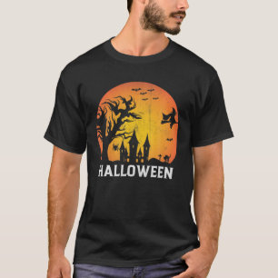 T-shirt Pleine lune éffrayante Halloween Witch Bat Vintage