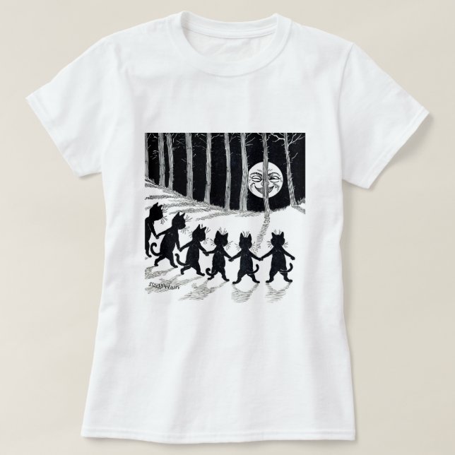 T-shirt Pleine lune et chats, Louis Wain (Design devant)
