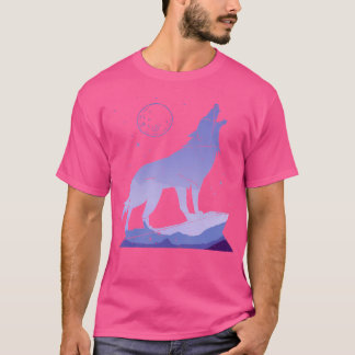 T-shirt Pleine lune faunique animale sauvage Howling Wolf