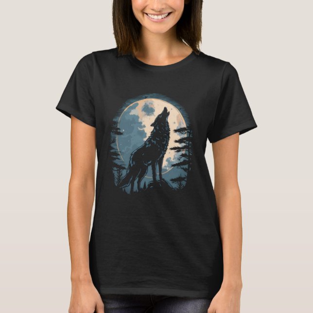 T-shirt Pleine lune Howling Wolf Wolves 2 (Devant)