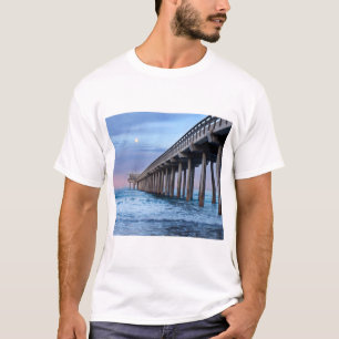 T-shirt Pleine lune sur la jetée, Californie