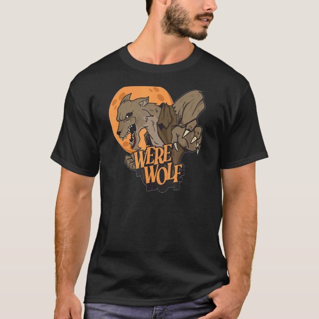 T-shirt Pleine lune Werewolf Costume d'Halloween Lazy Were (Devant)