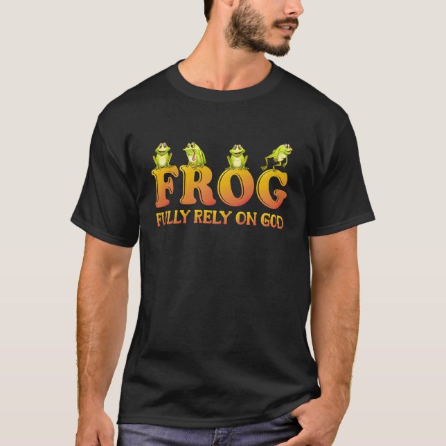 T-shirt Pleinement Compter Sur Dieu Frog Les Enfants Plein (Devant)