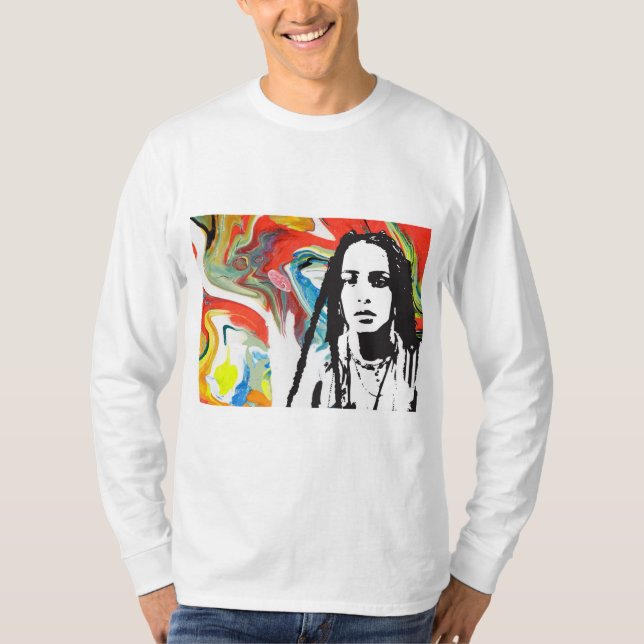 T-shirt Plena Punk Puerto Rican Art Men's Long Sleeve (Devant)