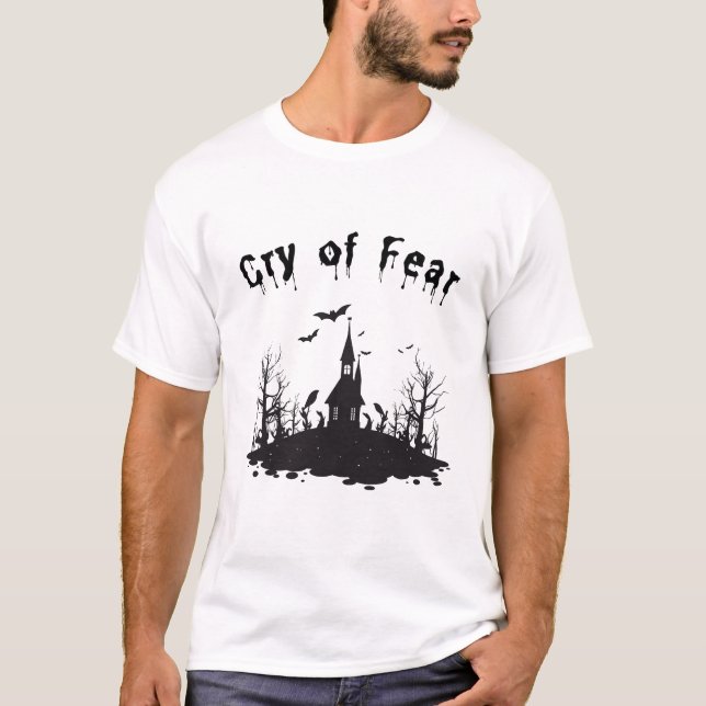 T-shirt Pleure De Peur Horreur Éffrayante Haunted Cool Jeu (Devant)