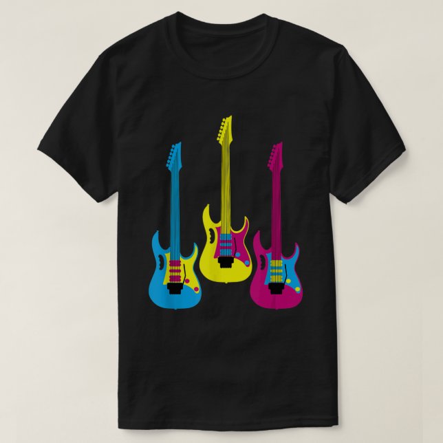 T-shirt Plomb graphique de guitare électrique CMYK Multico (Design devant)