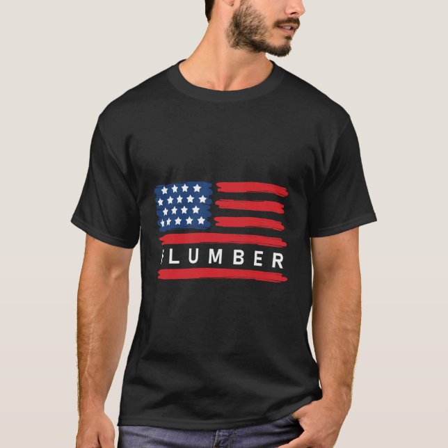 T-shirt Plomber American Flag Plumbing (Devant)