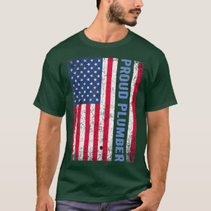 T-shirt Plomber drapeau américain Vintage rétro Quatrième