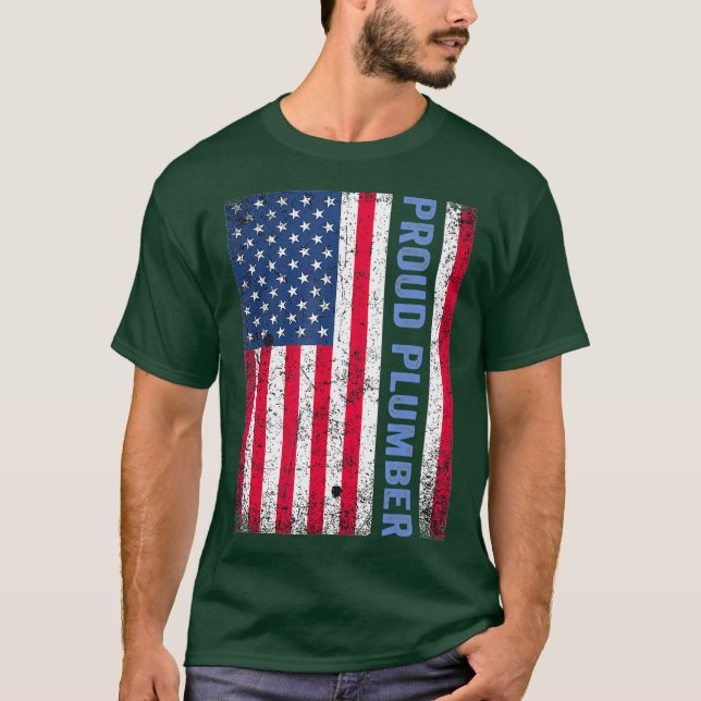 T-shirt Plomber drapeau américain Vintage rétro Quatrième (Devant)