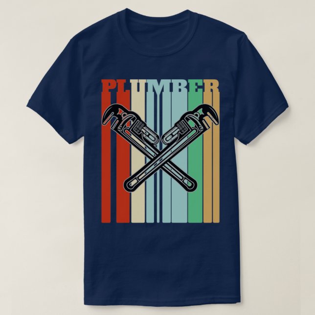 T-shirt Plomber Plumber Croisé Wrenches Retro (Design devant)