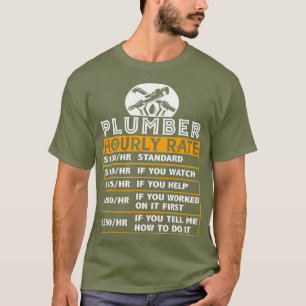 T-shirt Plomber Taux Horaire Graphique Prix Plomber Drôle