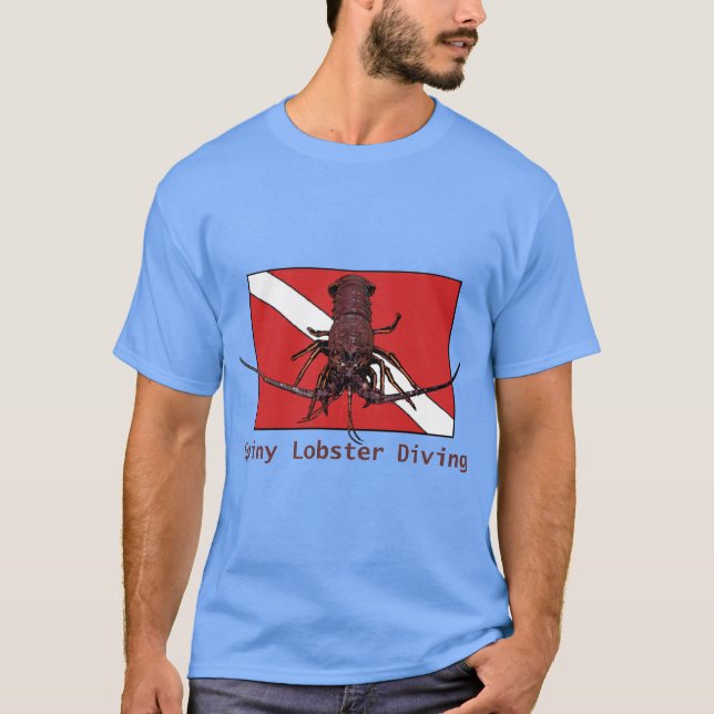 T-shirt Plongée au homard épineux avec Red Diver Down Drap (Devant)