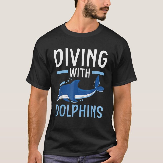 T-shirt Plongée Avec Un Biologiste De Dolphin Marines Sous (Devant)