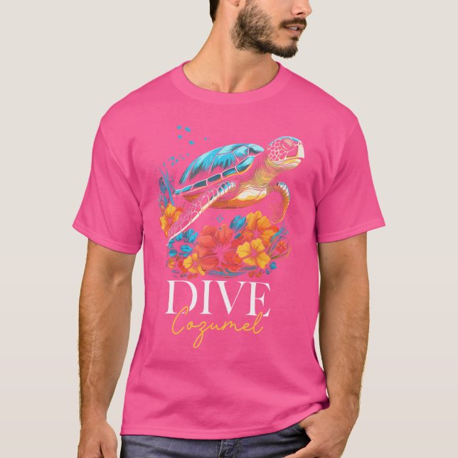 T-shirt Plongée Cozumel Mexique Tortue de mer Plongée Plon (Devant)