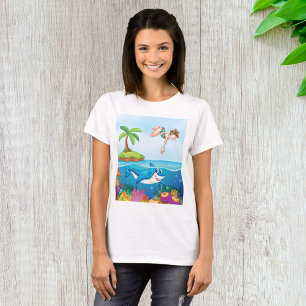 T-shirt Plongée Dans L'Océan Aimable Requin Coral Reef
