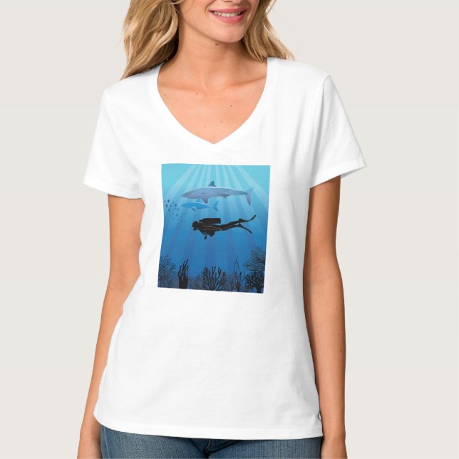 T-shirt Plongée de requin Plongée plongée (Devant)