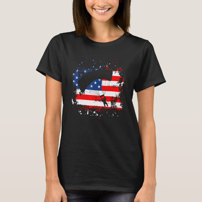 T-shirt Plongée en parachute avec drapeau américain Passio (Devant)