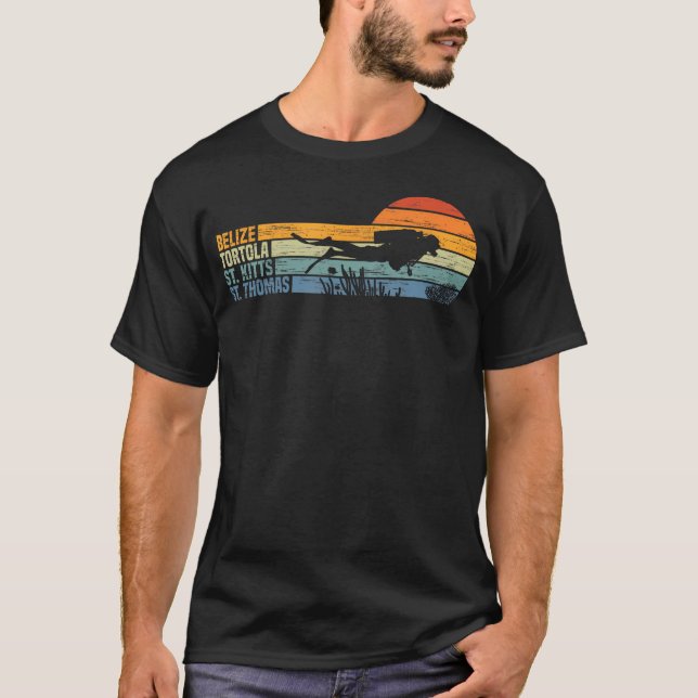 T-shirt Plongée en scaphandre Caraïbes  Belize St. Thomas  (Devant)