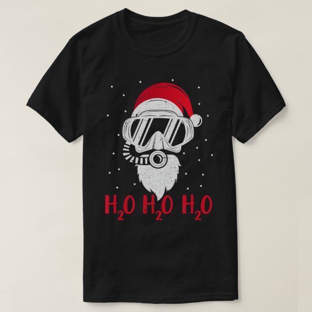T-shirt Plongée Père Noël H2O H2O H2O H2O drôle Christmas  (Design devant)
