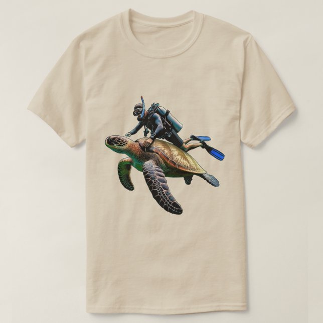 T-shirt Plongée plongée avec plongée avec une grande tortu (Design devant)