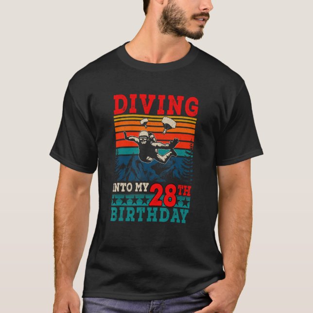 T-shirt Plongée Rétro Dans Mon 28e Anniversaire Skydiving (Devant)