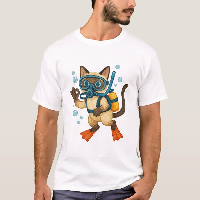 T-shirt Plongée Scuba Cat avec le signe O.K. (Devant)
