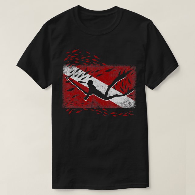 T-shirt Plongée Scuba Diver Drapeau Snorkeling Plongée Fre (Design devant)