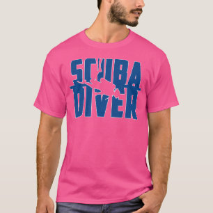 T-shirt Plongée Scuba Diver Texte Avec Plongeur Silhouett