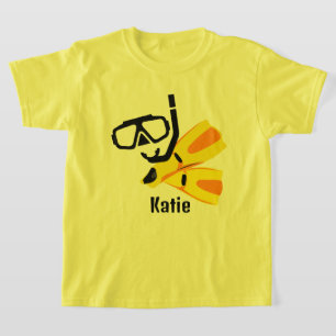 T-shirt Plongée Snorkel Fins Personnalisé Filles Enfants T