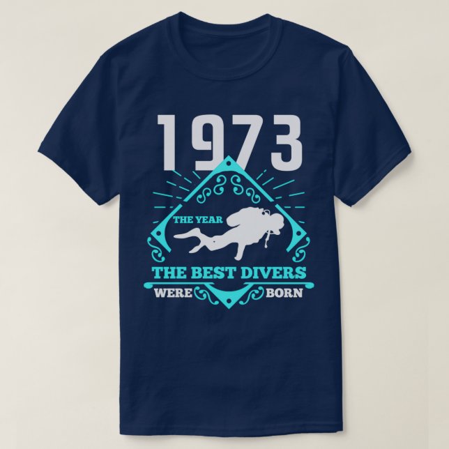 T-shirt Plongée sous-marine 1973 Anniversaire Cadeau de pl (Design devant)